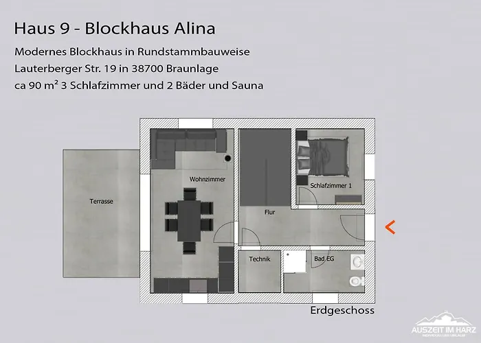 Дом отдыха Auszeit Im Harz - Haus 9 Blockhaus Alina Браунлаге